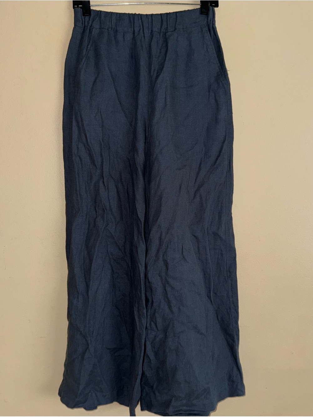 Not Perfect Linen WELS Maxi Linen Wide Leg Pants Blue Gray Size S/M NWOT!
